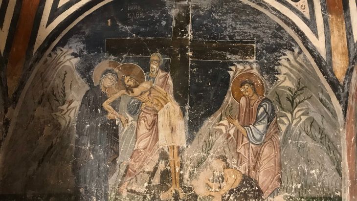 Hossios Loukas, fresky v interiéru hrobky svatého Lukáše mladšího